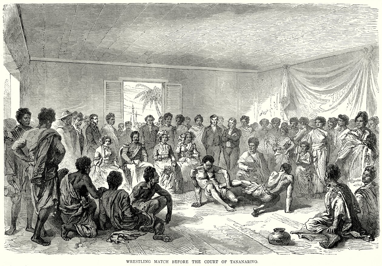 Wrestling Match Before the Court of Tananarivo by English School