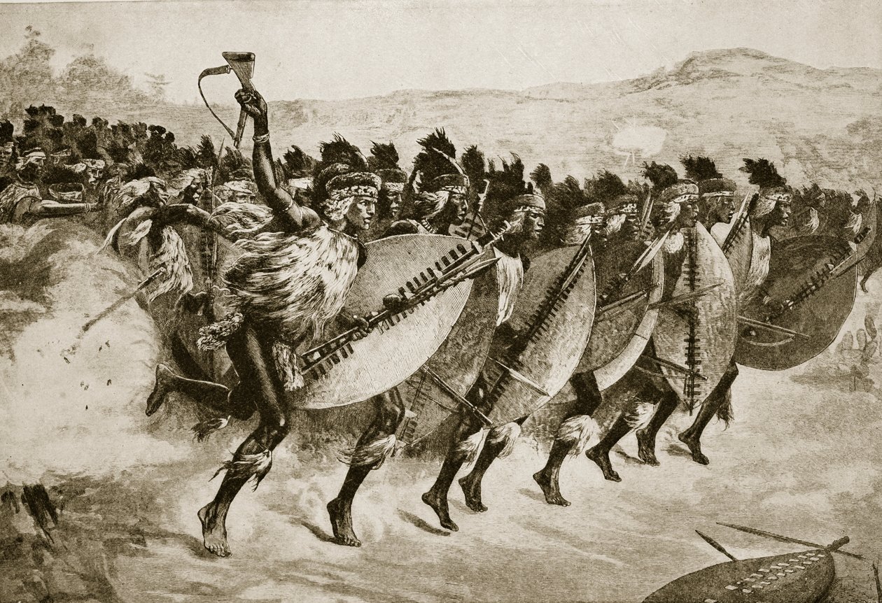 Zulus advancing to attack at Kambula Hill, March 29th 1879 by English School