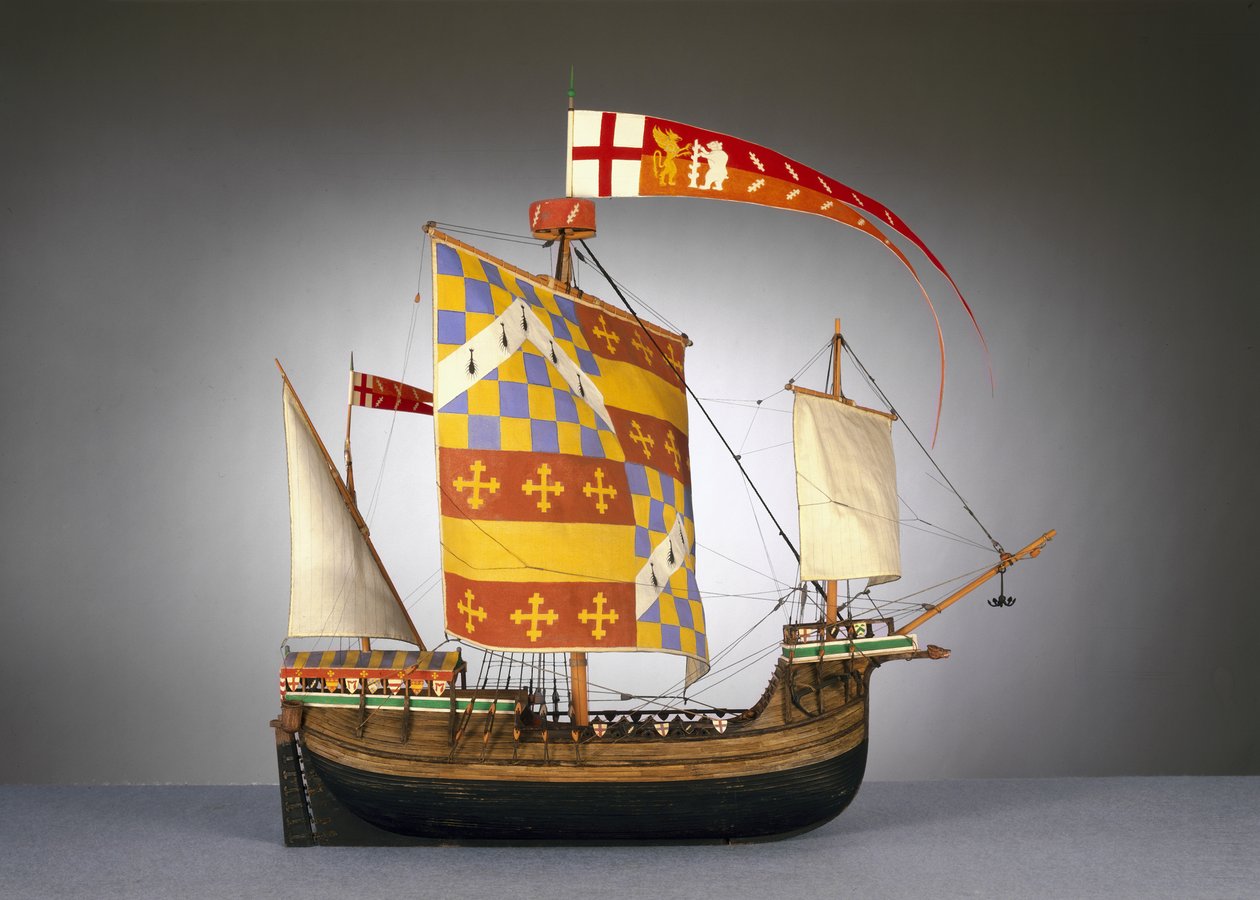 Model of a large English ship, or cog of c.1485 by English School English School