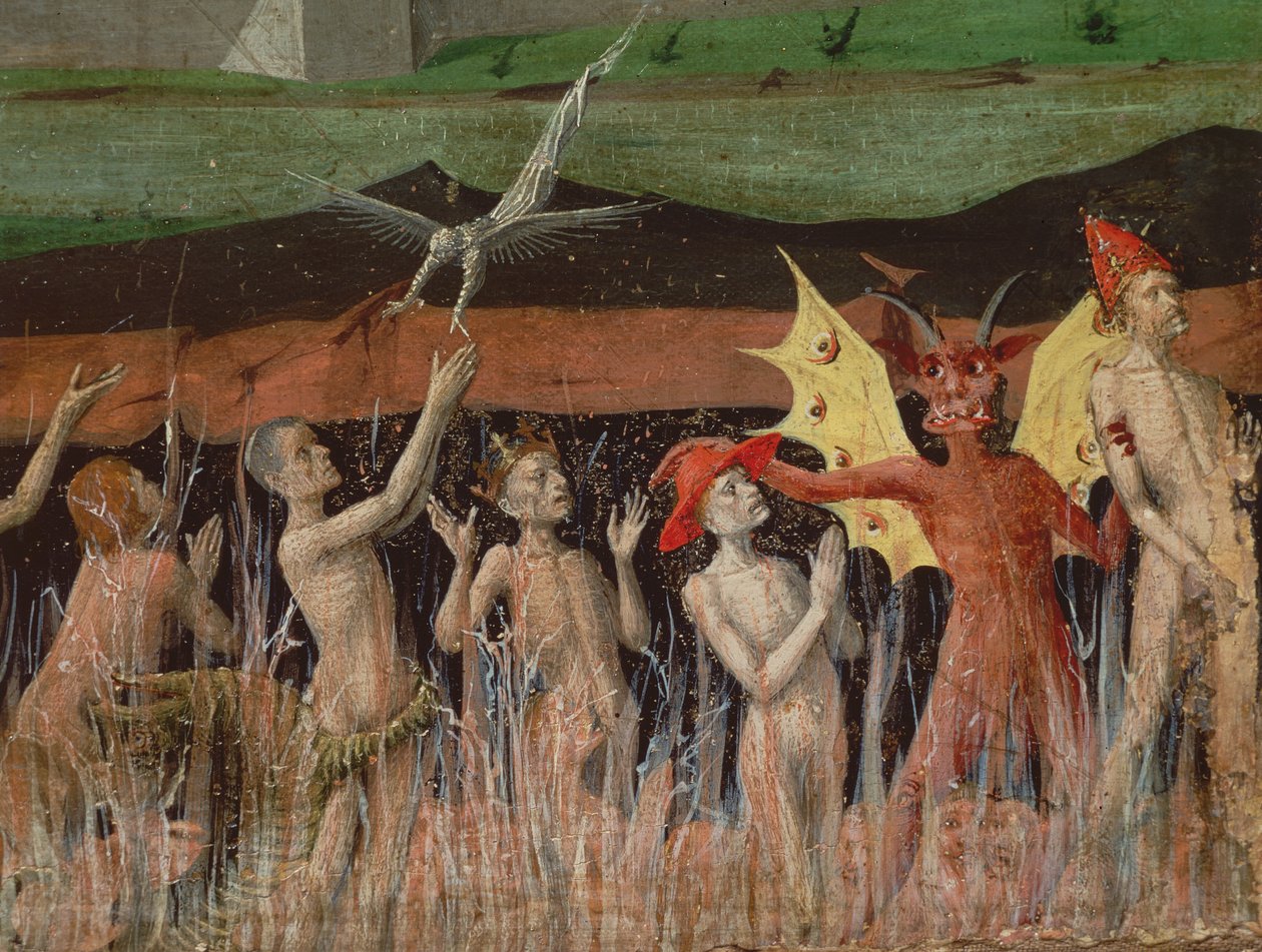 Resurrection of the Dead, Demon, Detail from the Coronation of the Virgin, 1453-54 by Enguerrand Quarton