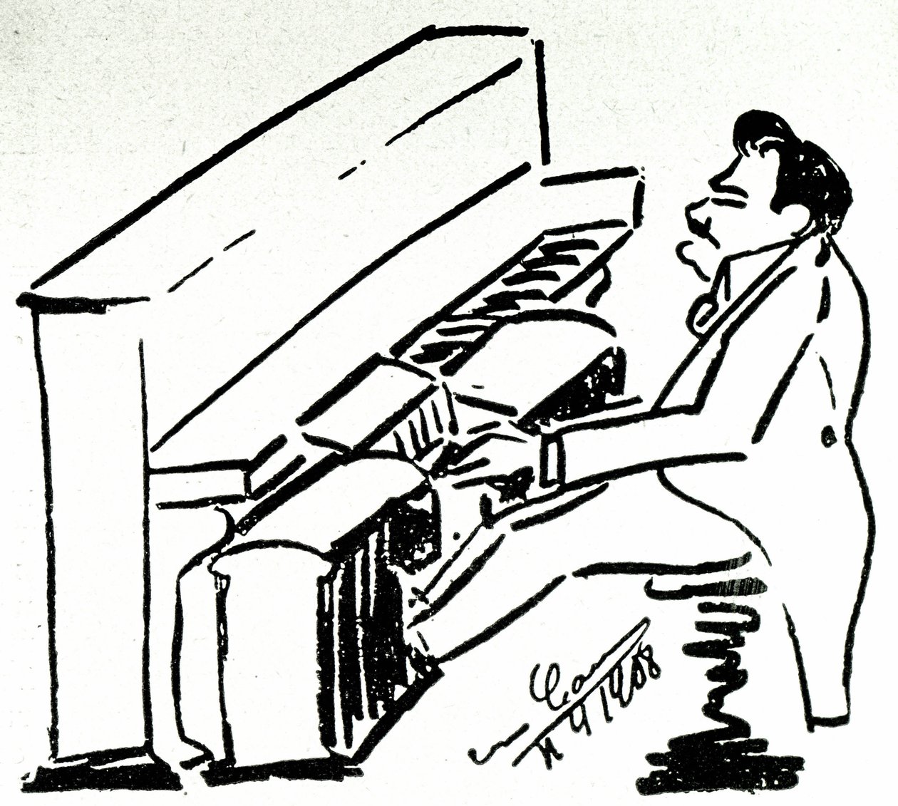 Autocaricature of lyrical singer Enrico Caruso in the pianola by Enrico Caruso