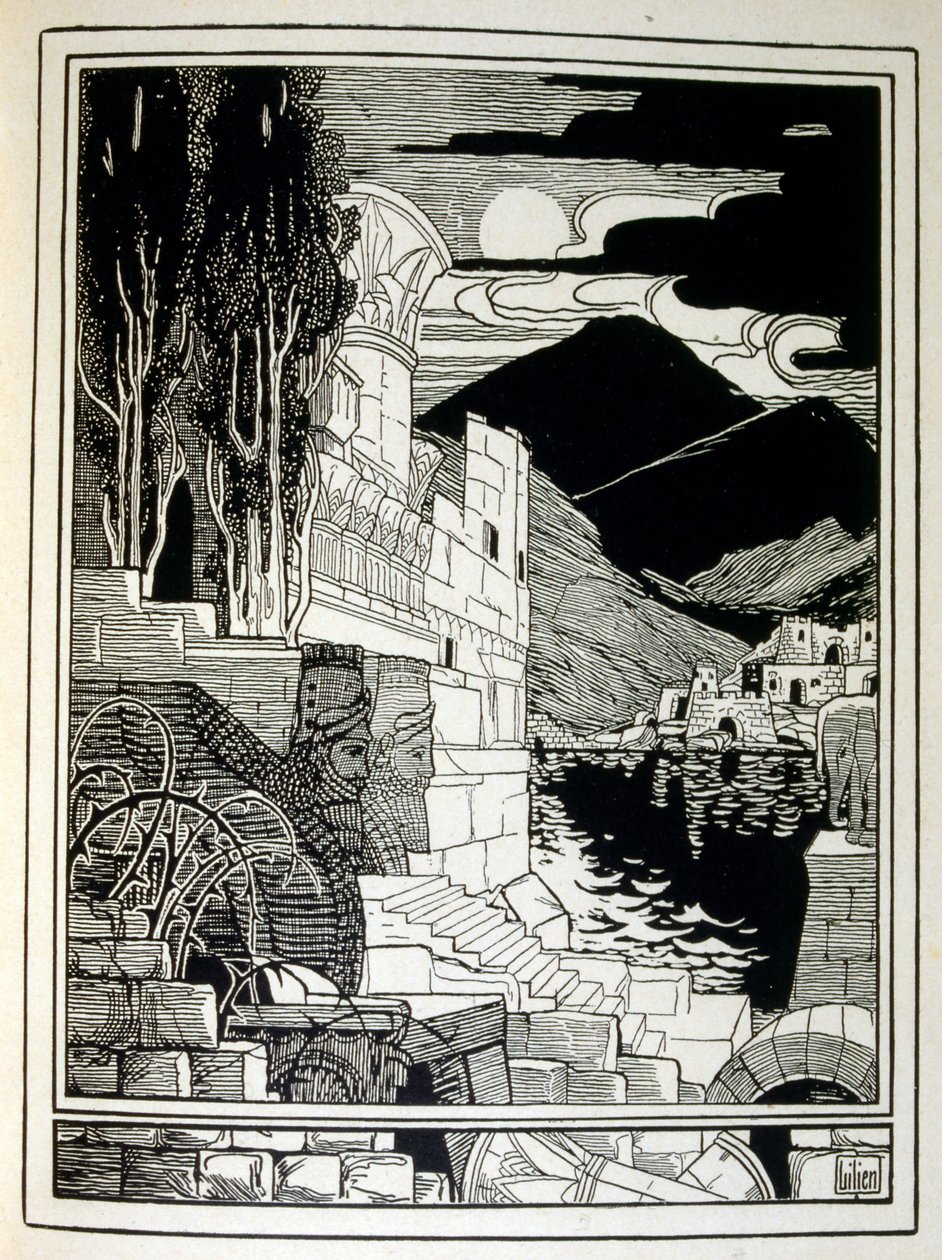 The Ruins of Sodom, from the Book Judah Illustrated by Ephraim Moses Lilien by Ephraim Moses Lilien
