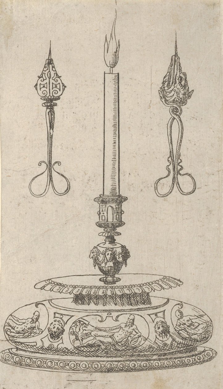 Design for a Candlestick with Candle Wick Trimmers by Erasmus Hornick