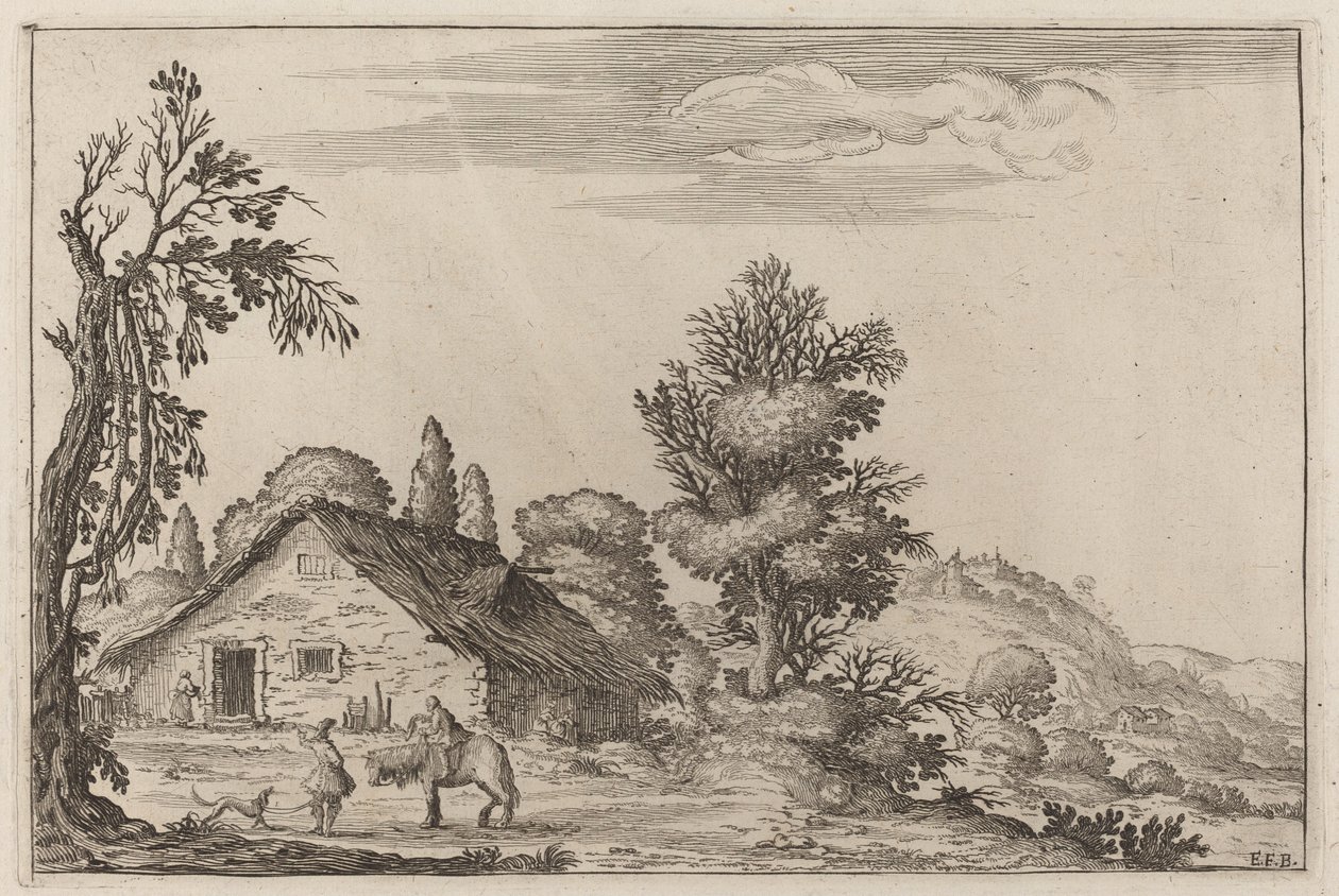Landscape with a Traveler before a Cottage by Ercole Bazicaluva