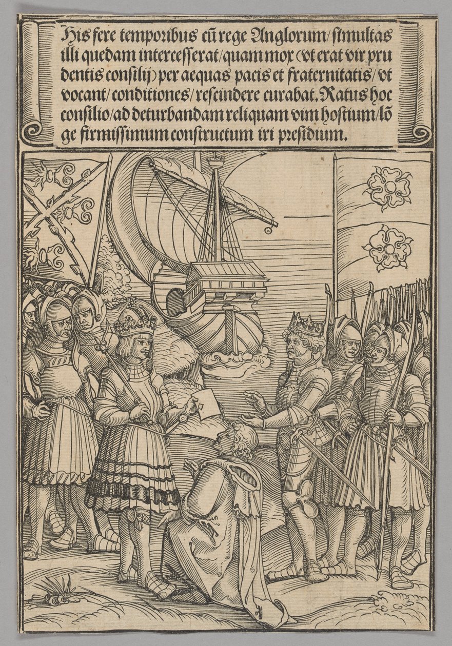 Maximilian and Henry VII of England, plate 11 from Historical Scenes from the Life of Emperor Maximilian I from the Triumphal Arch by Erhard Schon