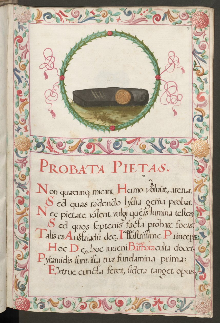 Full page: text with figural medallion and decorative frame by Erich Lessing