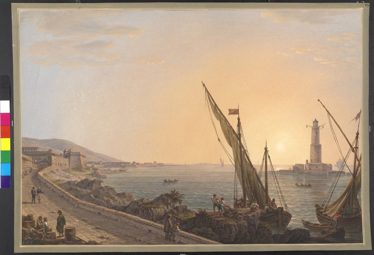 Harbour with lighthouse by Erich Lessing