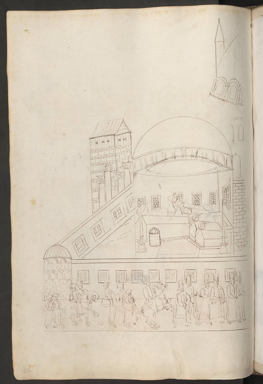 Pen Drawing: Inner Court of a Mosque by Erich Lessing