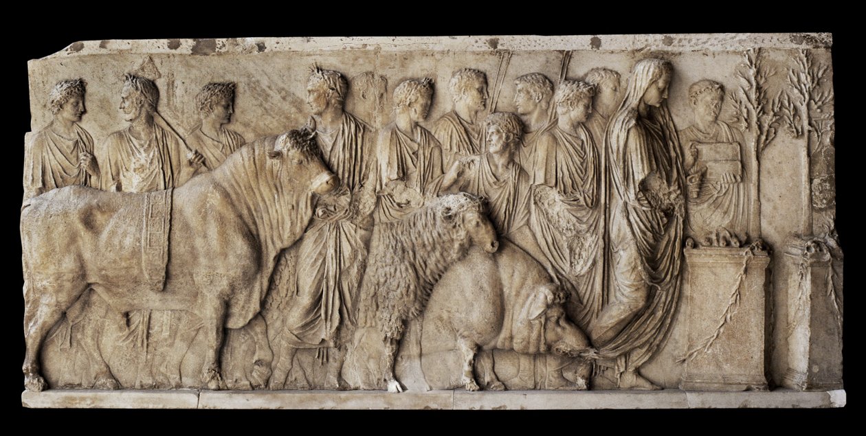 Roman architectural relief showing an animal sacrifice by Erich Lessing
