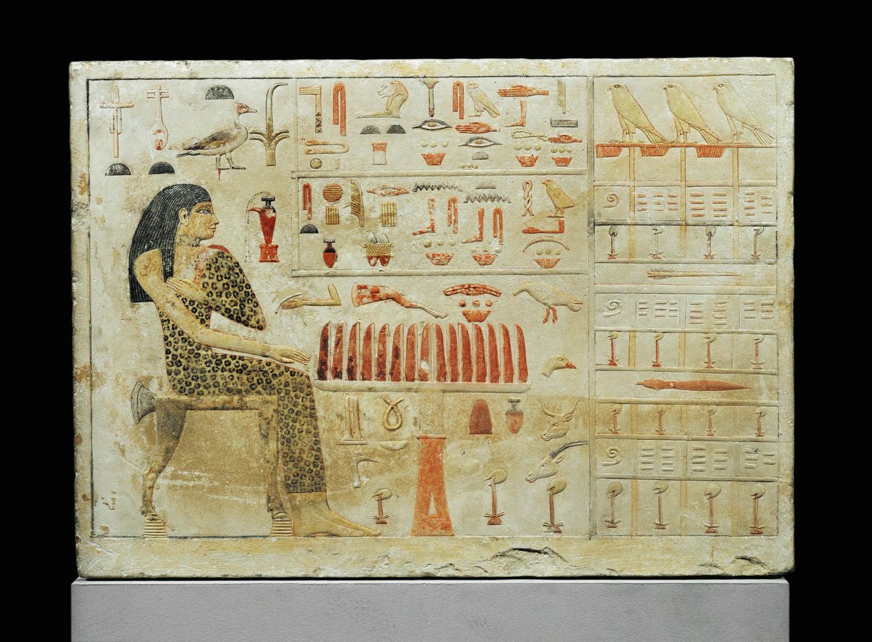 Stele of Nefertiabet, Daughter or Sister of Pharaoh Cheops, Dressed in a Leopard
