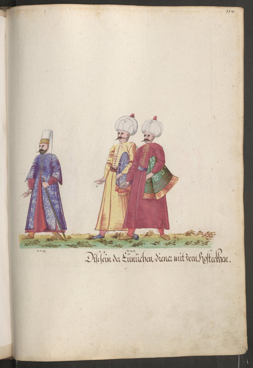 The Serail of the Sultana: Eunuch with Two Servants Carrying Horse Blankets by Erich Lessing