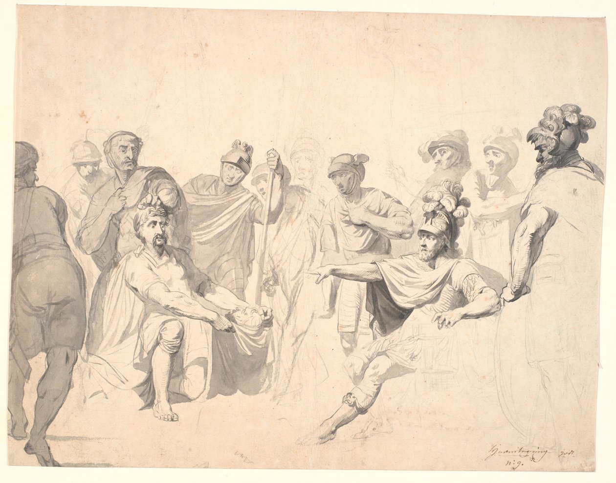 A Warrior Displays a Severed Head to a General, While Other Warriors Look On by Erik Pauelsen