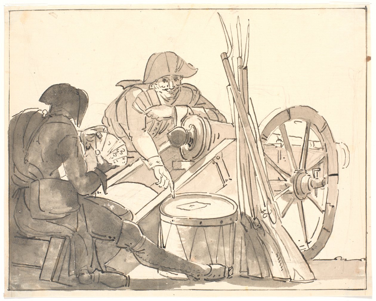 Two Soldiers Playing Cards by a Cannon by Erik Pauelsen
