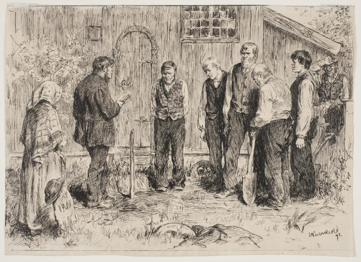 A Poor Burial in a Norwegian Mountain Village by Erik Theodor Werenskiold