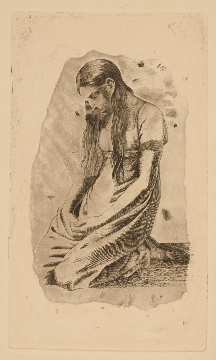 Kneeling Young Girl by Erling Eckersberg