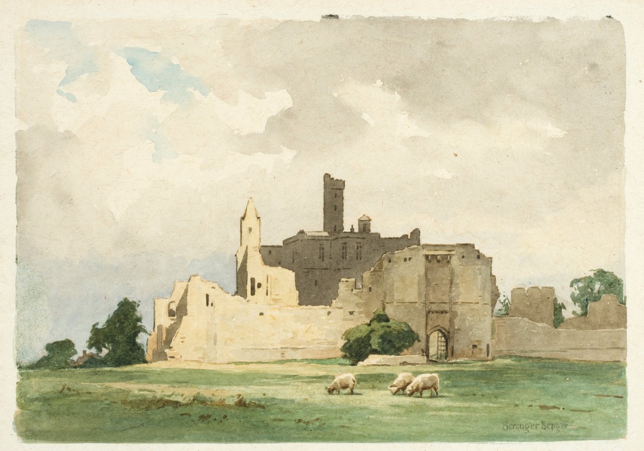 Warkworth Castle by Ernest Benger or Berenger
