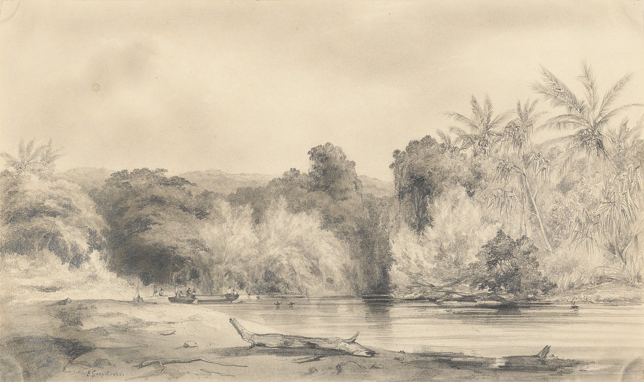 Entrance to the Paiou River, Vanikoro Island by Ernest Auguste Goupil