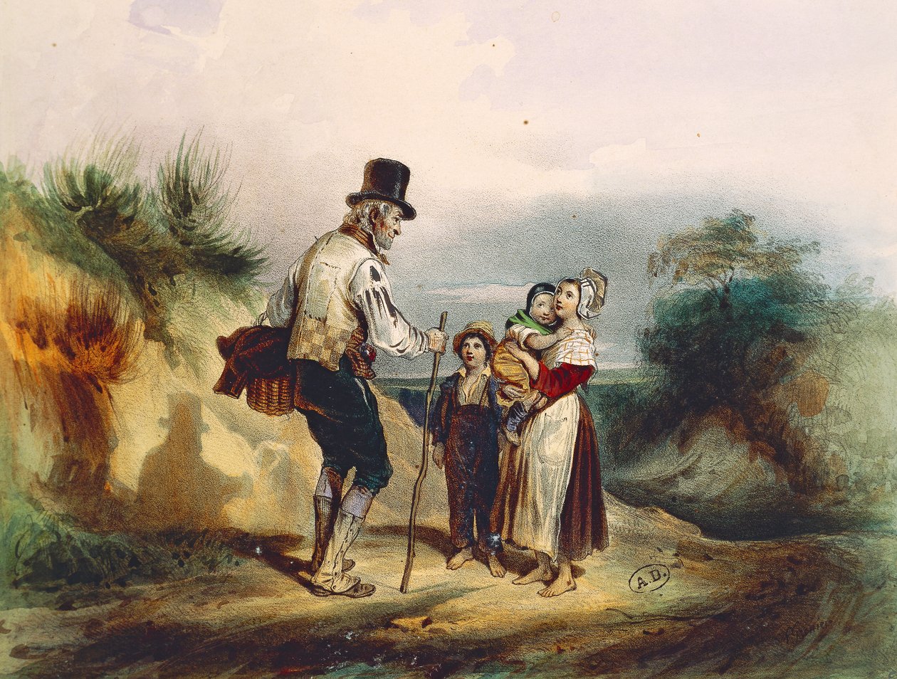 The shortcut, illustration for Les Miserables by Victor Hugo by Ernest (after) Grenier