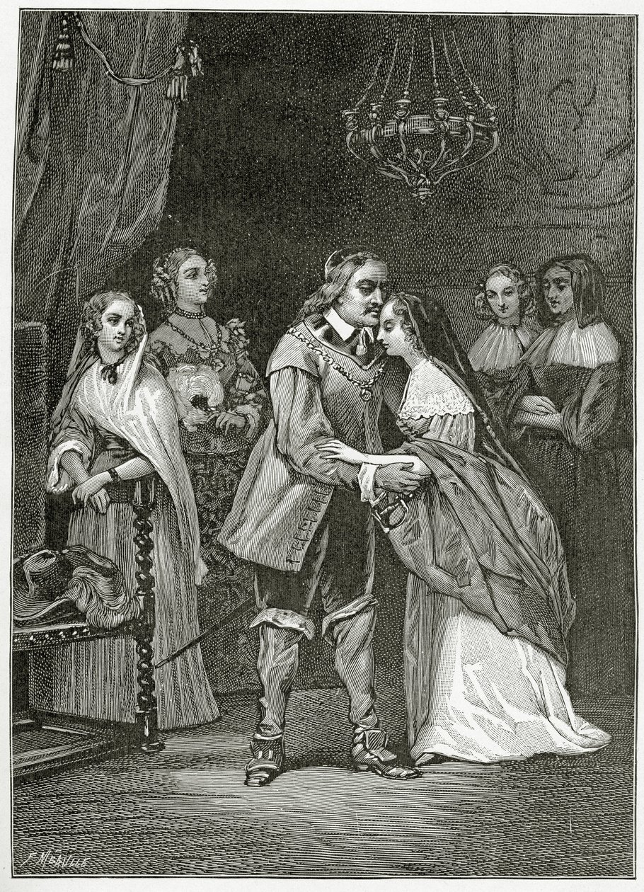 Cromwell and his Daughters by Ernest Hillemacher