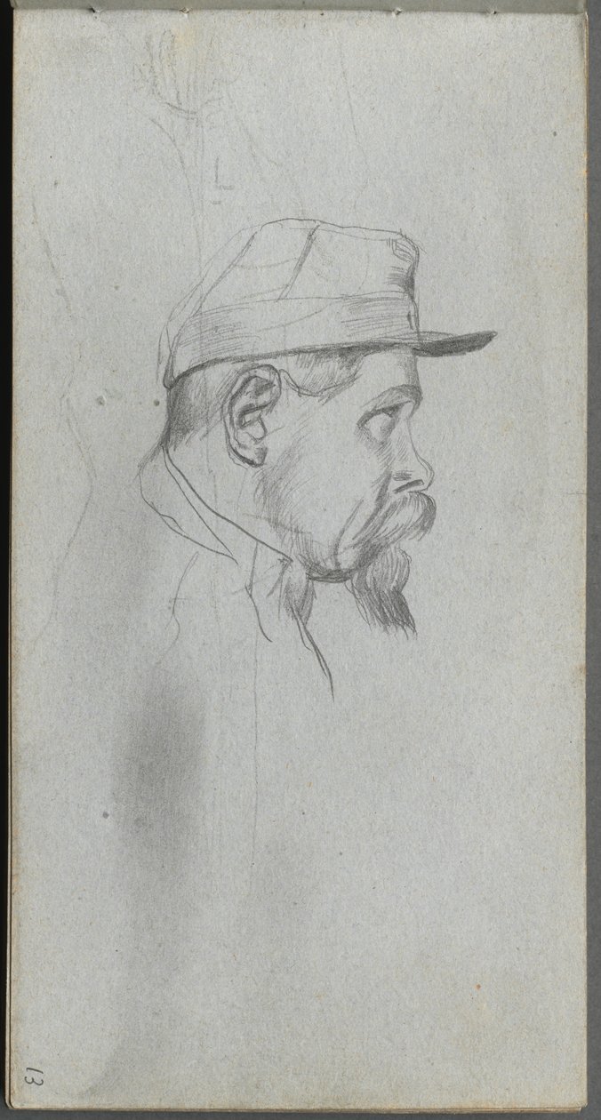 Sketchbook, page 13: Bust of a Man in Profile by Ernest Meissonier