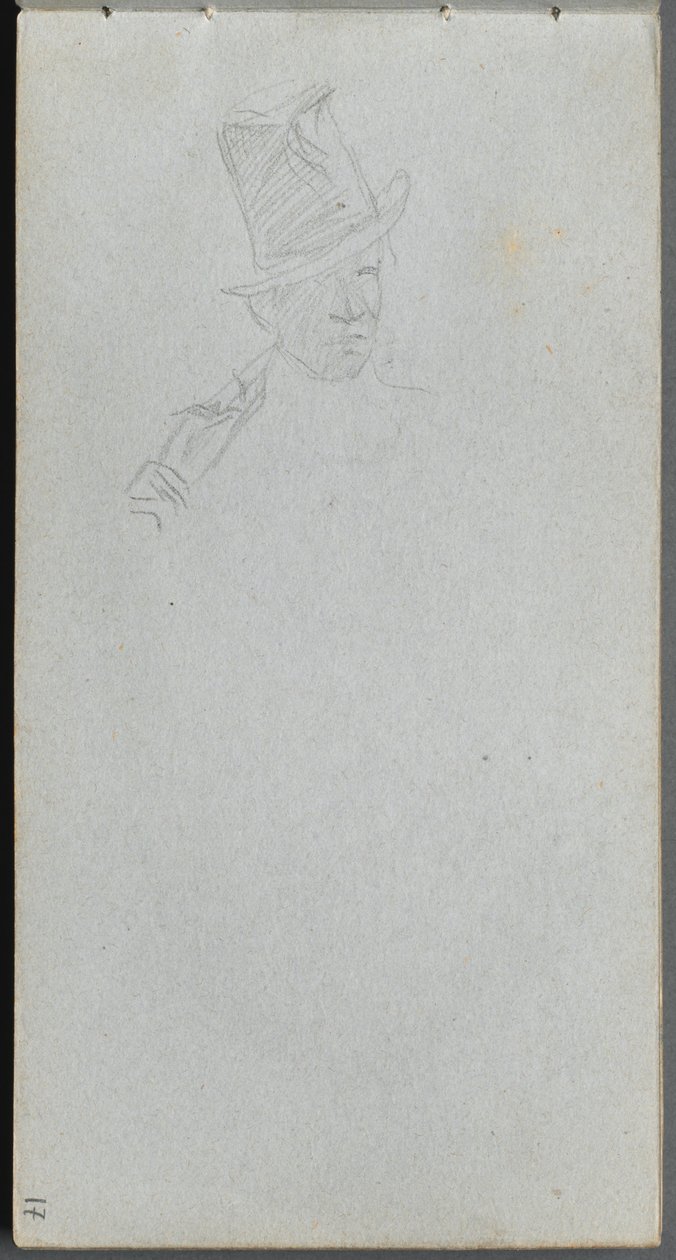 Sketchbook, page 17: Bust of a Man in Top Hat by Ernest Meissonier