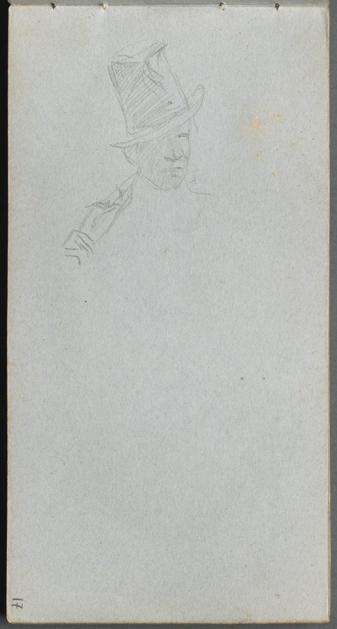 Sketchbook, page 17: Bust of a Man in Top Hat by Jean Louis Ernest Meissonier