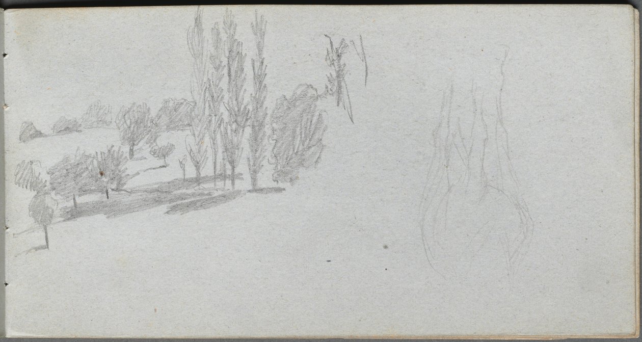 Sketchbook, Page 18: Study of a Horse and Landscape Study by Jean Louis Ernest Meissonier