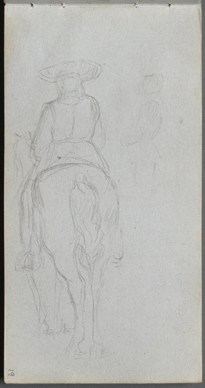 Sketchbook, Page 19: Study of a Figure on Horseback Seen from Behind by Ernest Meissonier