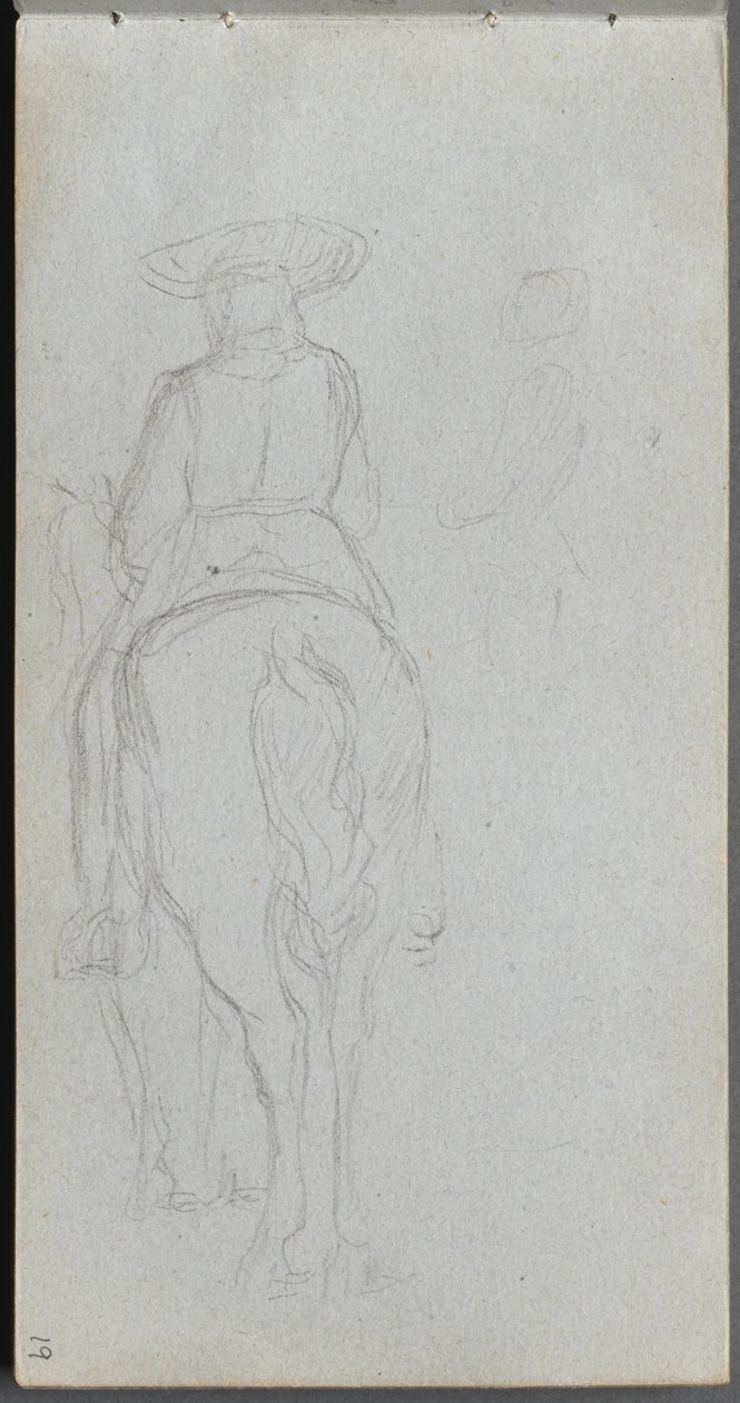 Sketchbook, Page 19: Study of a Figure on Horseback Seen from Behind by Jean Louis Ernest Meissonier