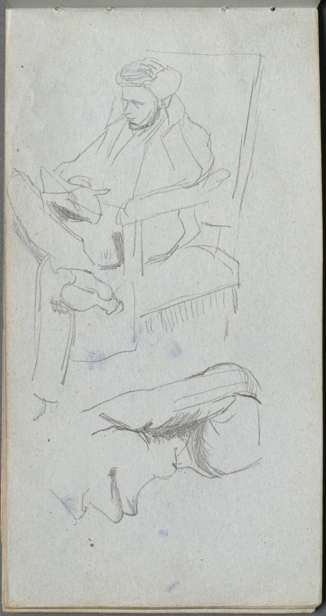 Sketchbook, page 24: Seated Male Figure by Jean Louis Ernest Meissonier