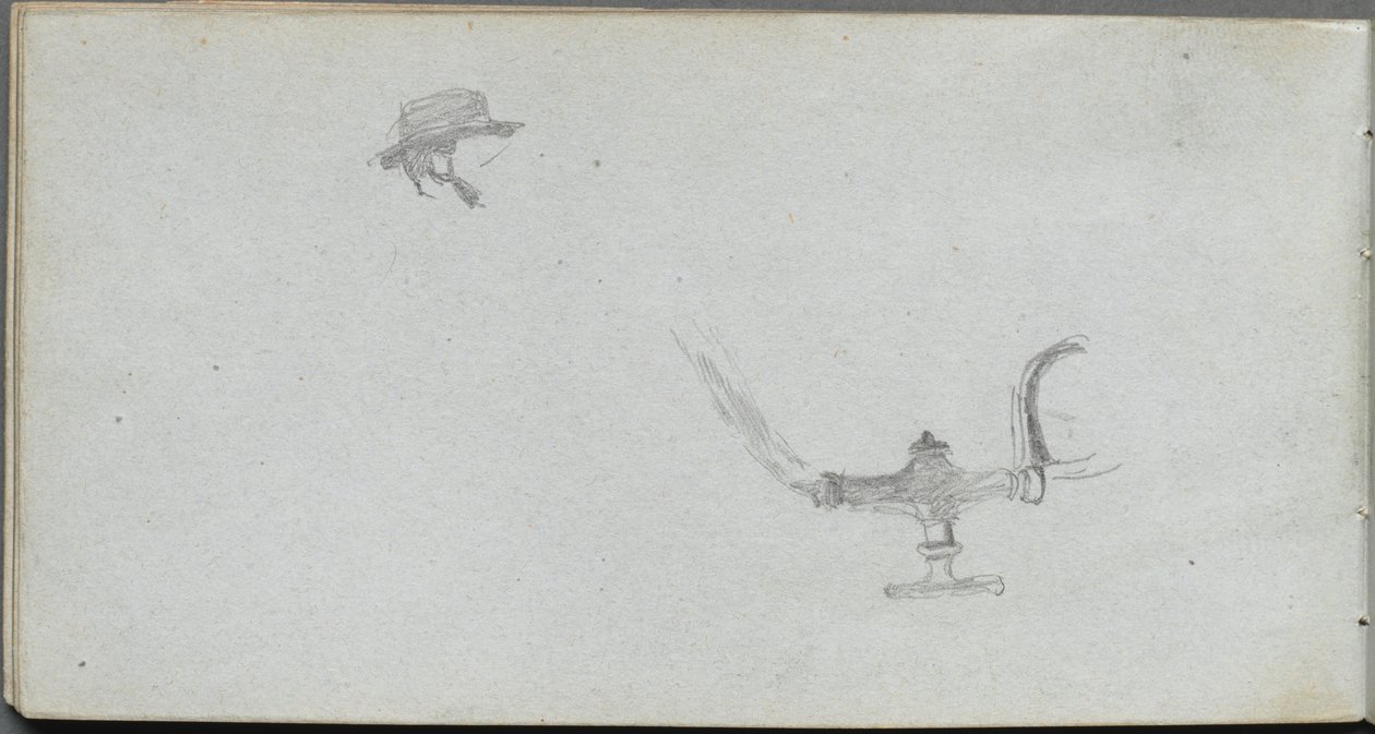 Sketchbook, Page 26: Study of a Head and a Lamp by Jean Louis Ernest Meissonier