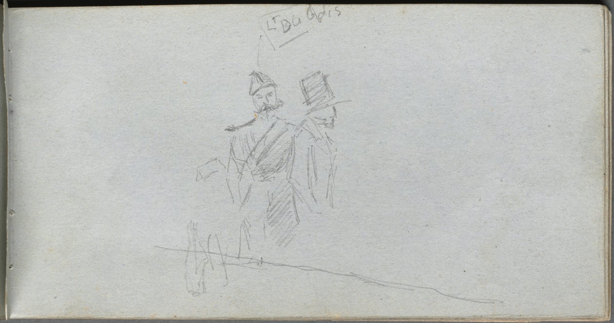Sketchbook, page 38: Study of a Soldier and Figure in Top Hat by Jean Louis Ernest Meissonier