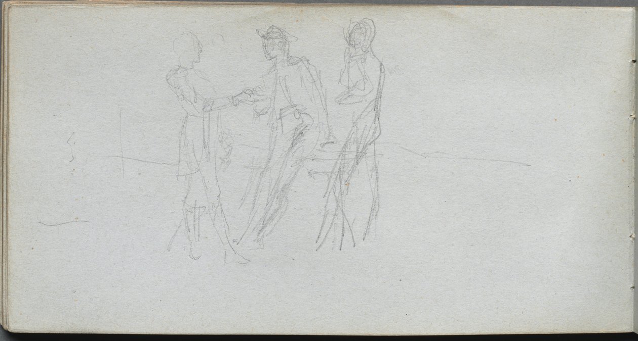 Sketchbook, Page 42: Three Figures by Jean Louis Ernest Meissonier