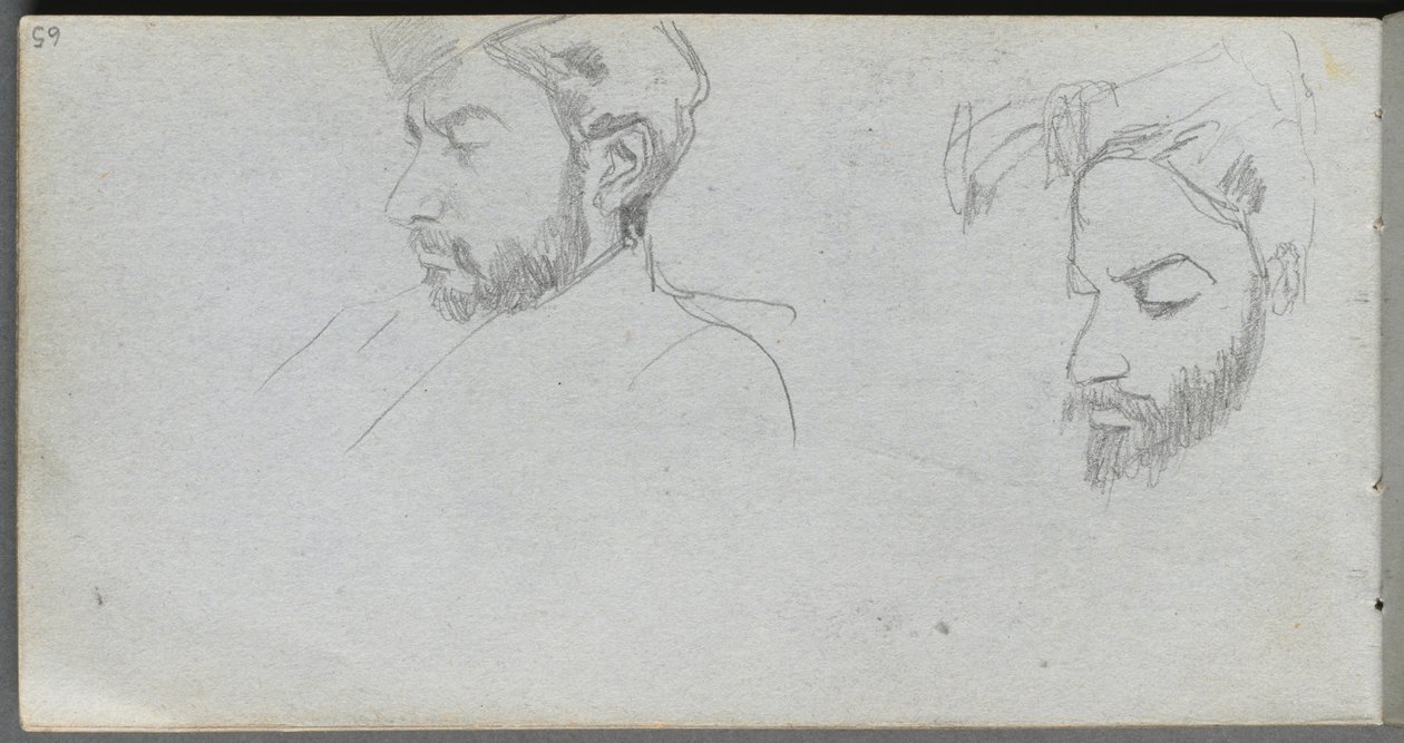 Sketchbook, page 65: Study of Faces in Profile by Ernest Meissonier