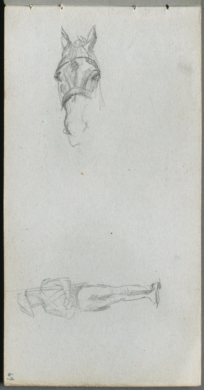 Sketchbook, page 69: Study of a Hand, a Horse, and a Figure by Jean Louis Ernest Meissonier