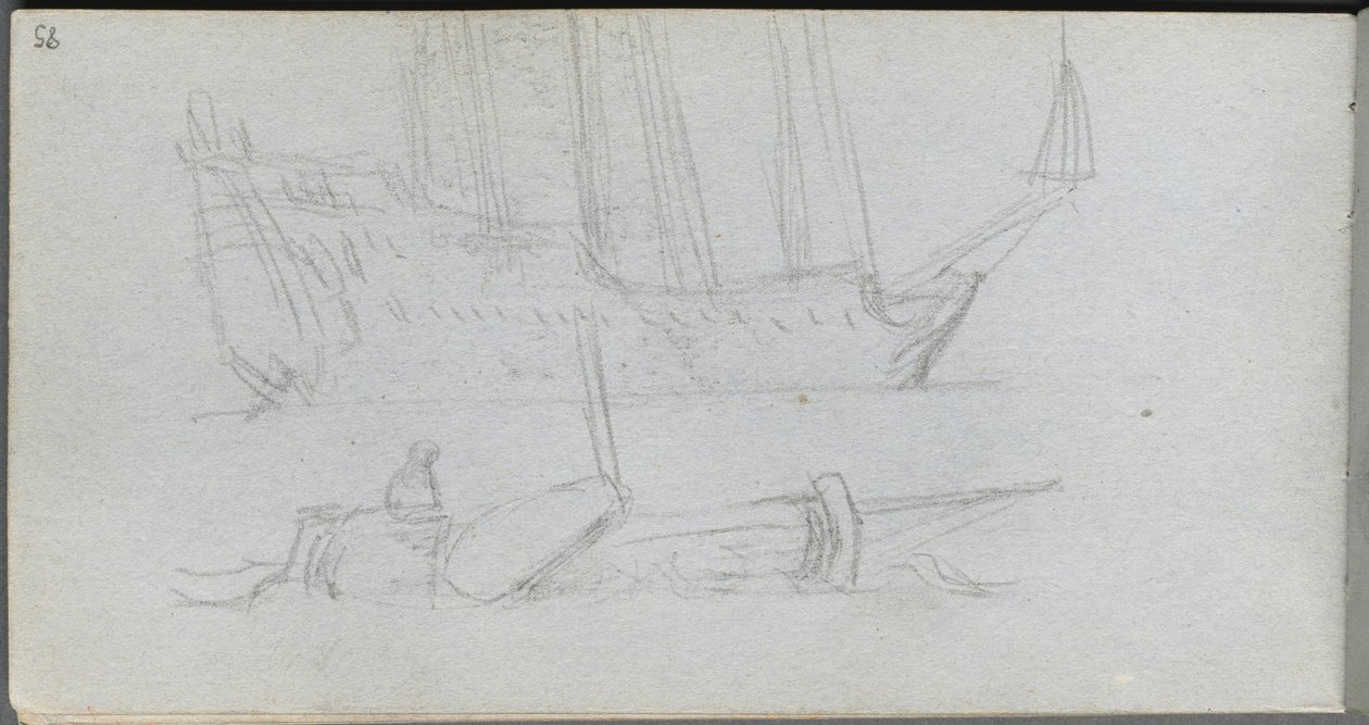 Sketchbook, Page 85: Study of a Ship and Buoy by Jean Louis Ernest Meissonier