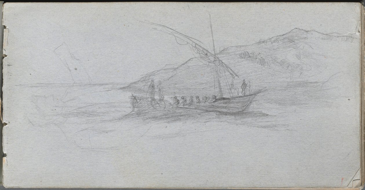 Sketchbook, Page 88: Seascape and Figure by Jean Louis Ernest Meissonier