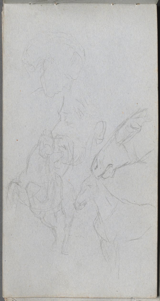 Sketchbook, page 90: Study of Horses, Profiles by Ernest Meissonier
