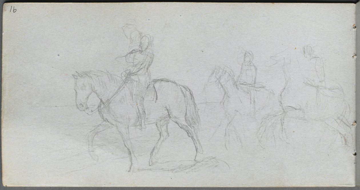Sketchbook, Page 91: Figures on Horseback by Jean Louis Ernest Meissonier