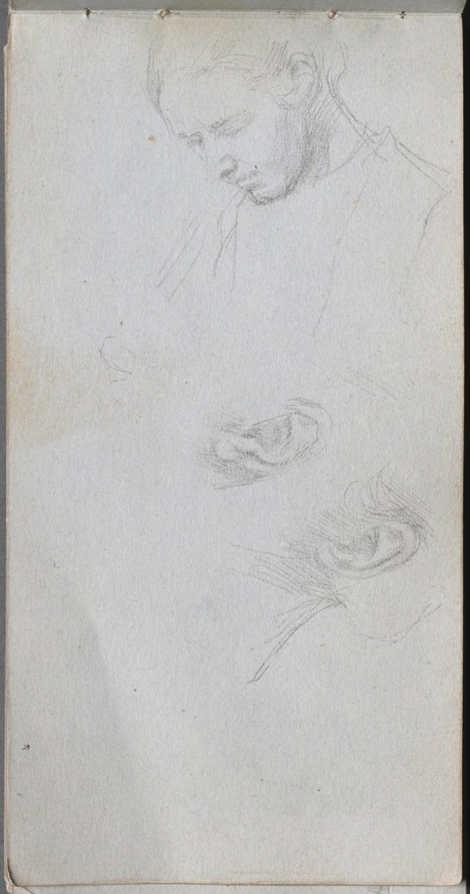 Sketchbook, page 96: Study of a Face, Ears by Ernest Meissonier
