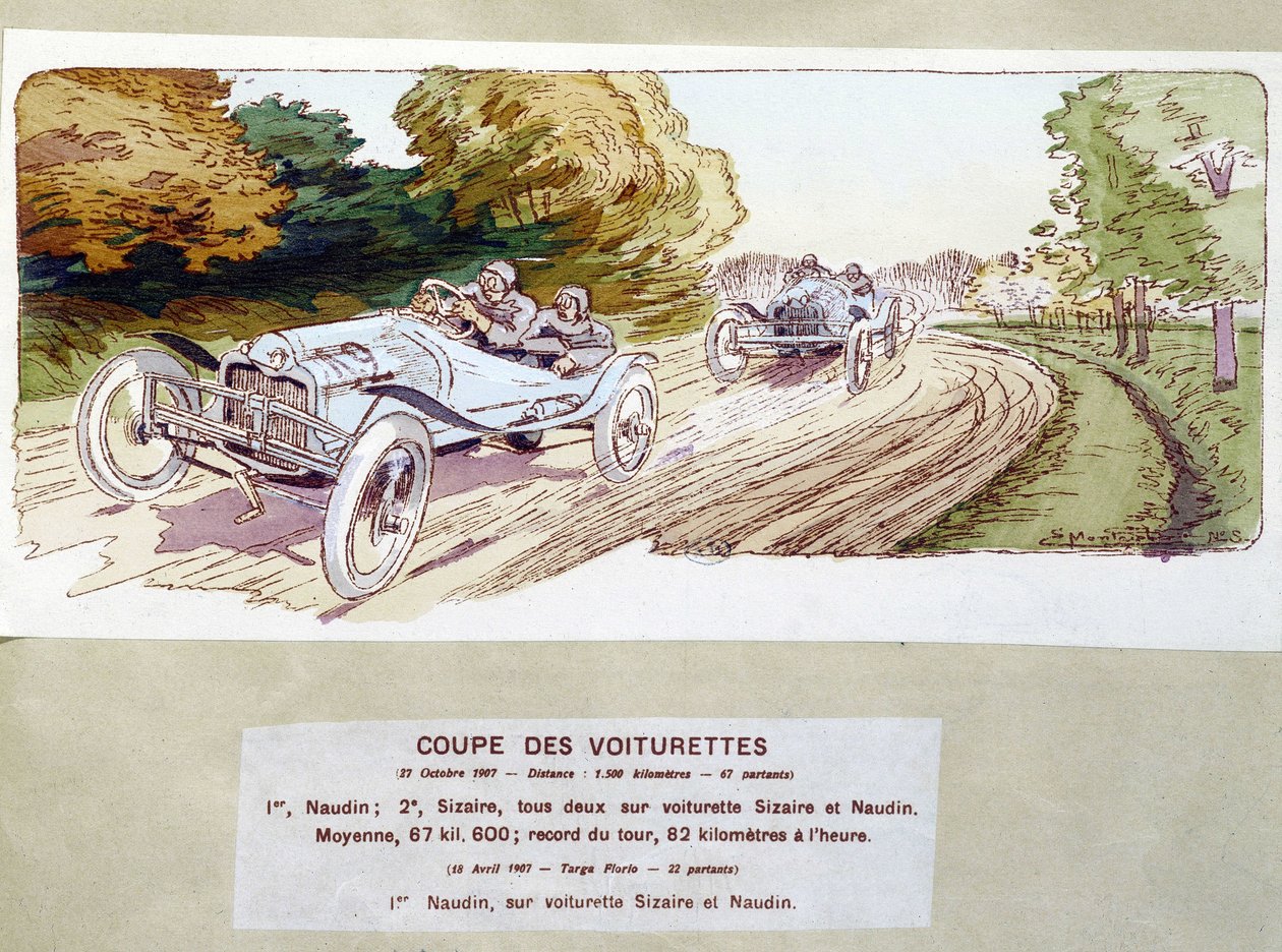 Car Racing: Cutting Carts in 1907 by Ernest Montaut