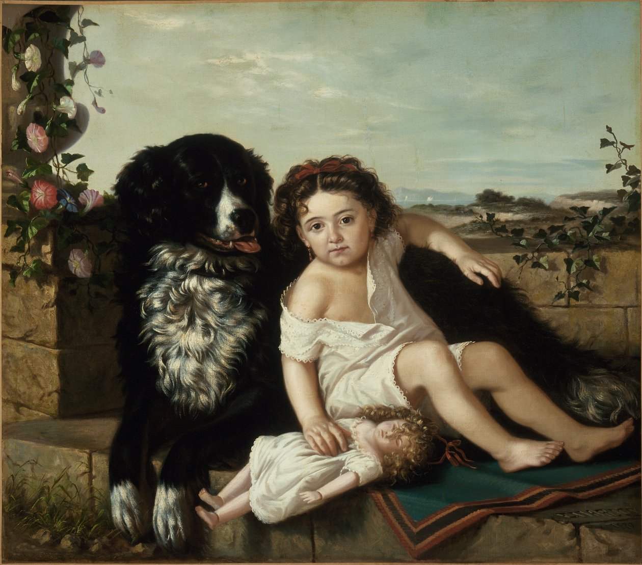 Portrait of a Girl with a Dog by Ernest Narjot