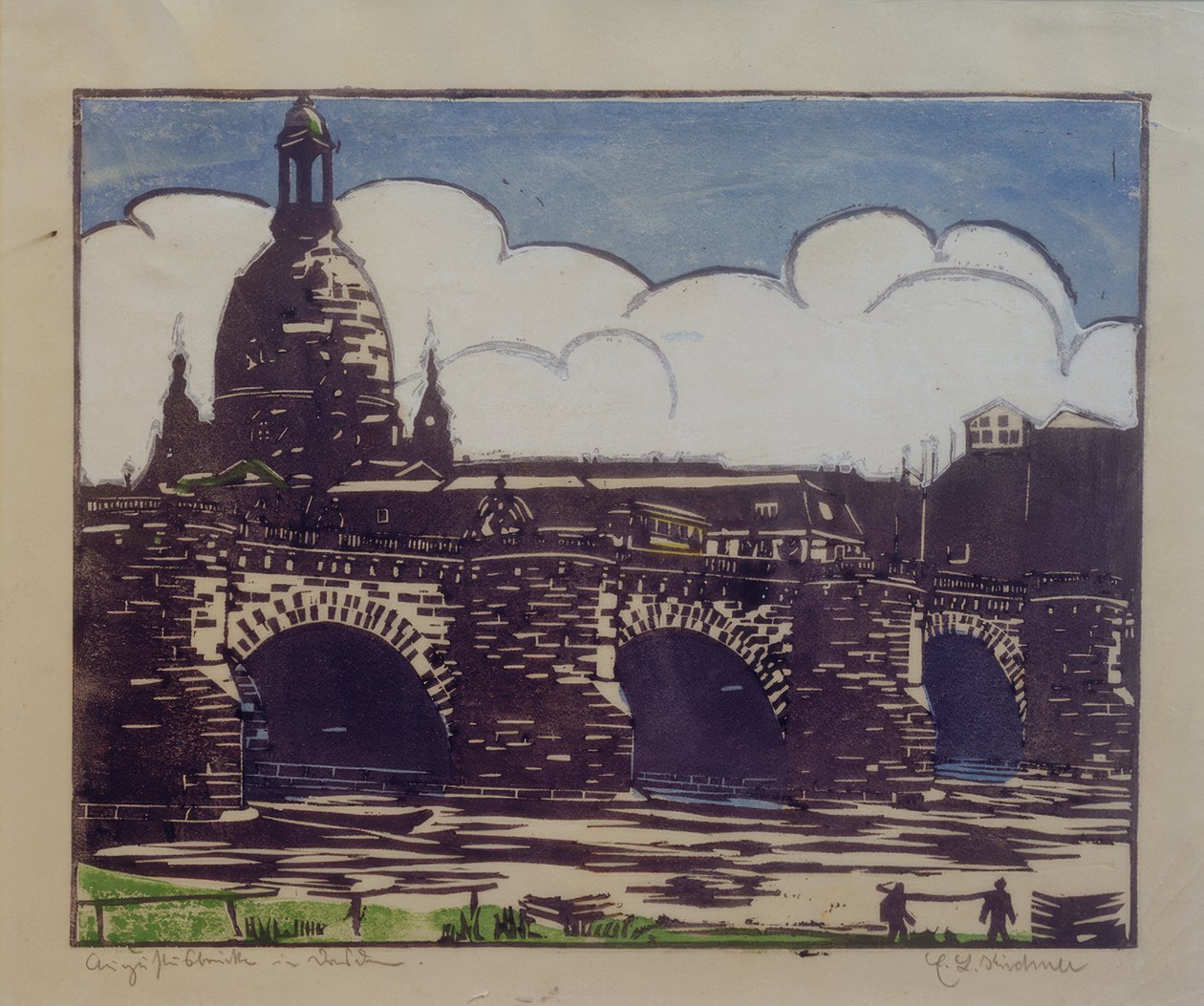 Augustus Bridge with Frauenkirche by Ernst Ludwig Kirchner