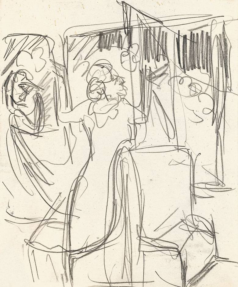 In the Train by Ernst Ludwig Kirchner