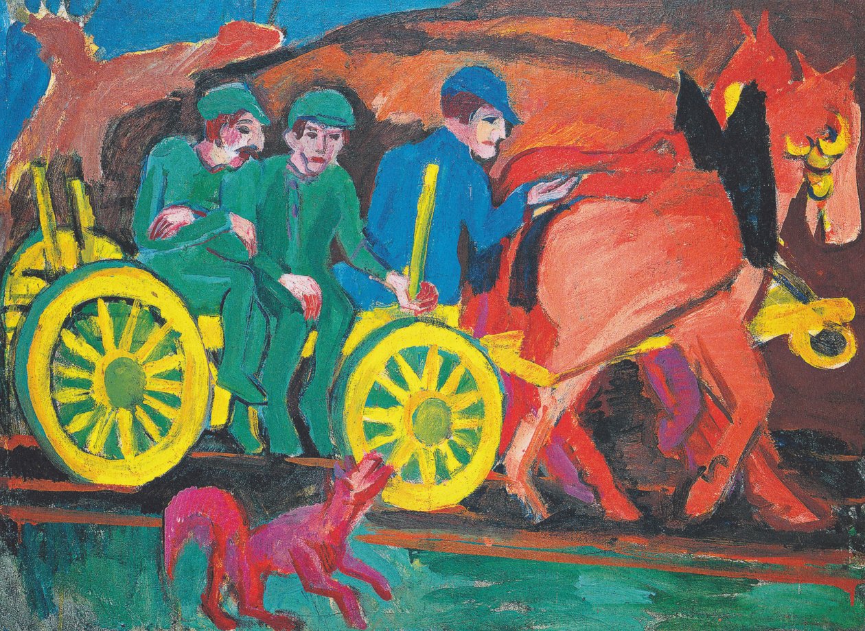 Horse Team with Three Farmers by Ernst Ludwig Kirchner