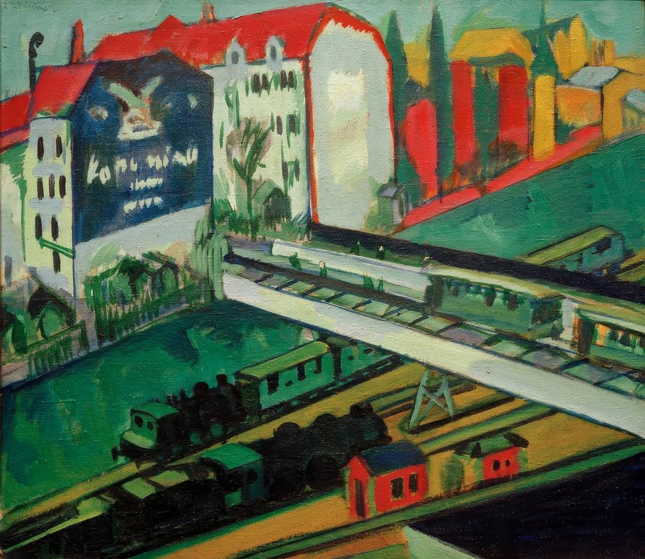 Tram and Railway; View from the Studio Window by Ernst Ludwig Kirchner
