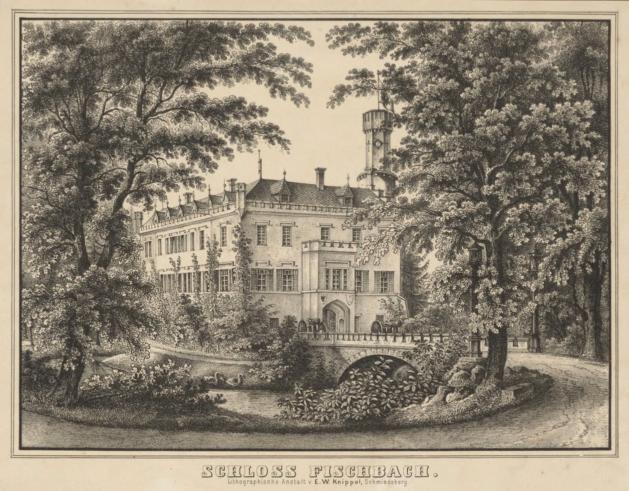 Fischbach Castle by Ernst Wilhelm Knippel: Fine art print