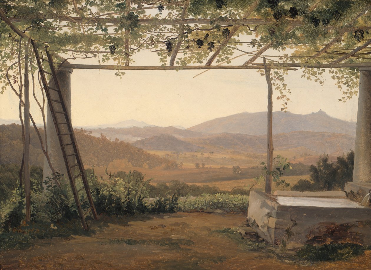 Fountain and Pergola in Italy by Ernst Christian Frederik Petzholdt