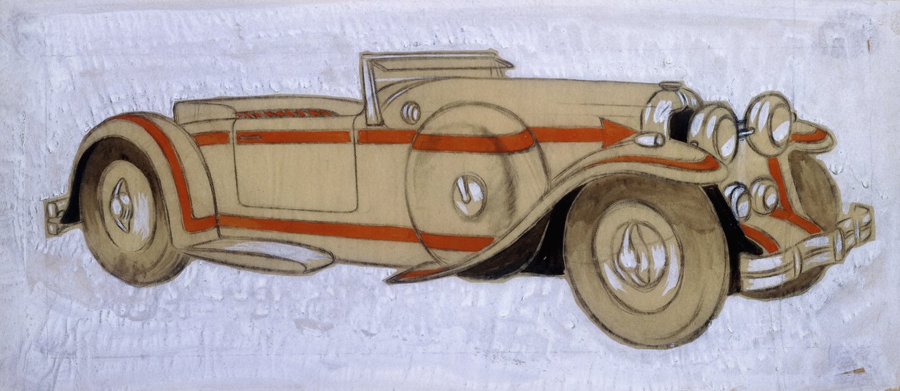 An illustration showing a 1924 Delage with coachwork by Letourneur et Marchand by Ernst Deutsch Dryden