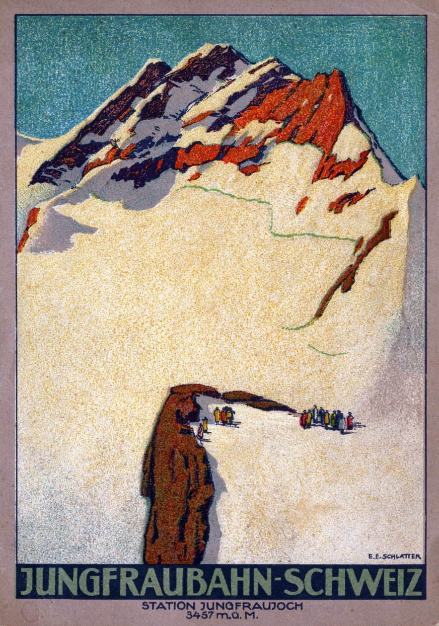 Jungfraujoch, summit in the Swiss Alps (illustration) by Ernst Emil Schlatter
